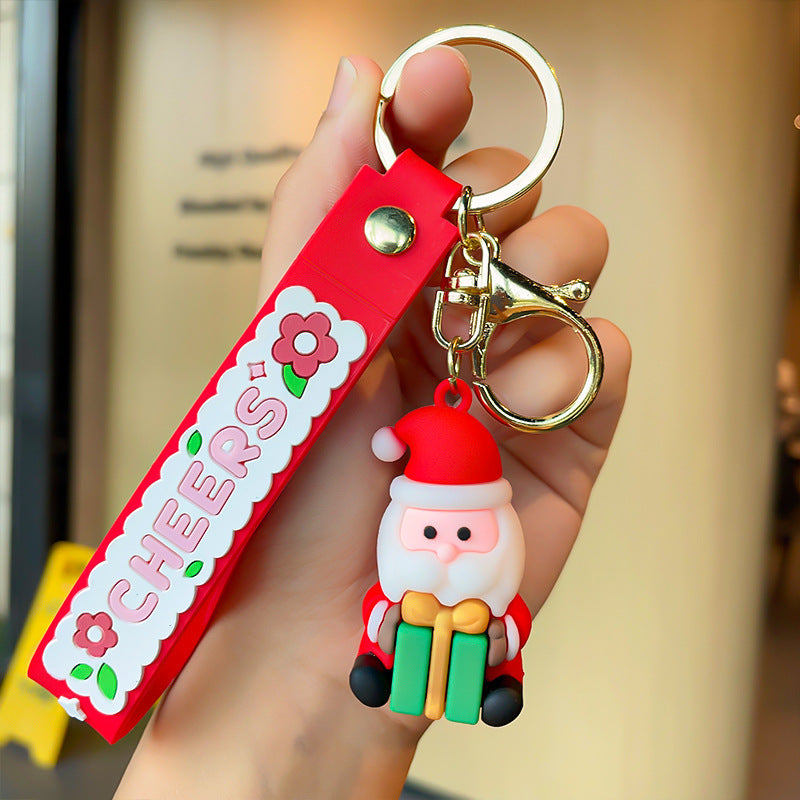 Wholesale Christmas Series Cartoon Elk Socks Silicone Keychain